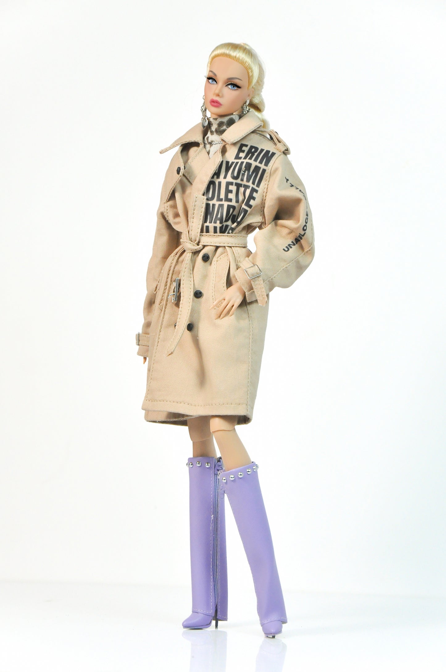 METROPOLITAN | Ruched dress leopard print with oversized coat for Fashion Royalty & NU FACE 6.0