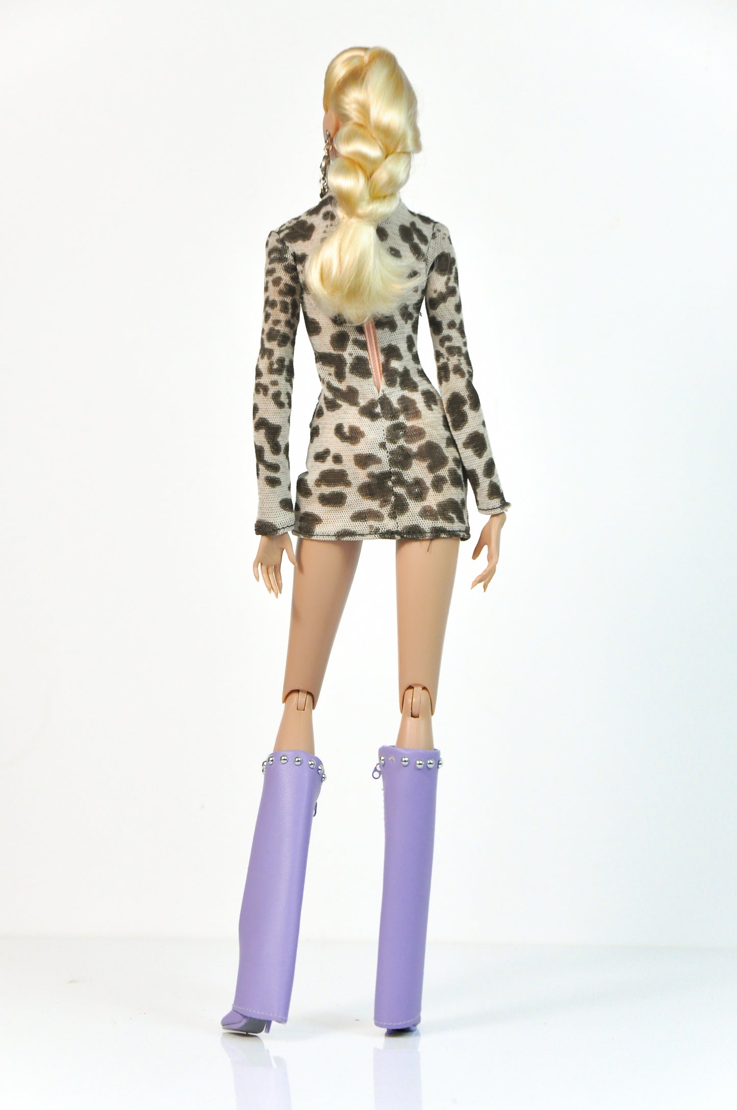 METROPOLITAN | Ruched dress leopard print with oversized coat for Fashion Royalty & NU FACE 6.0