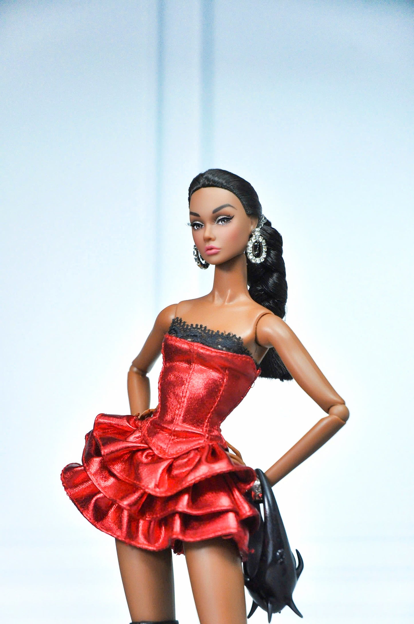 STYLE LAB | Red bustier ruffle dress for FASHION ROYALTY FR 6.0 & NU FACE doll