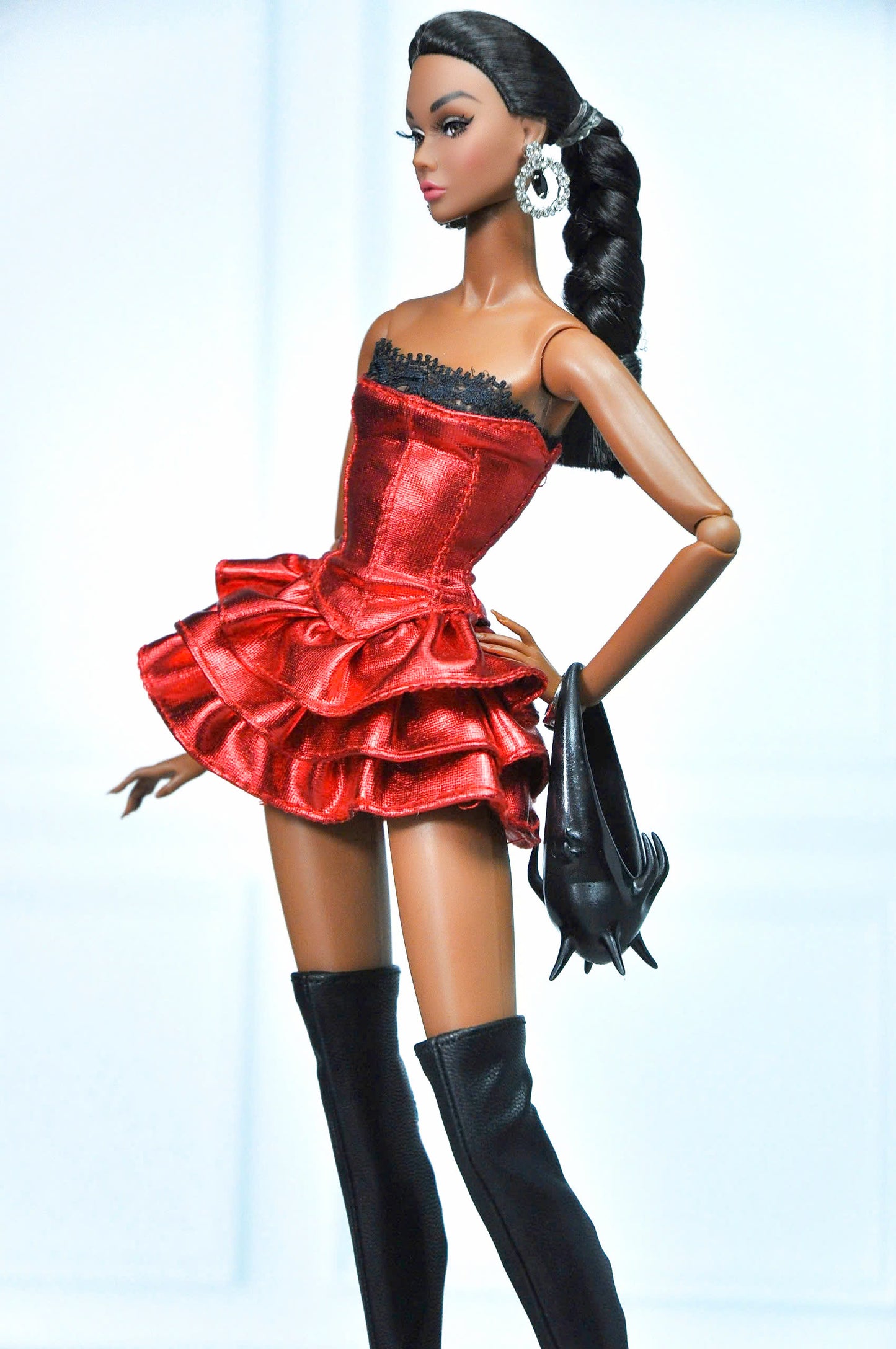 STYLE LAB | Red bustier ruffle dress for FASHION ROYALTY FR 6.0 & NU FACE doll