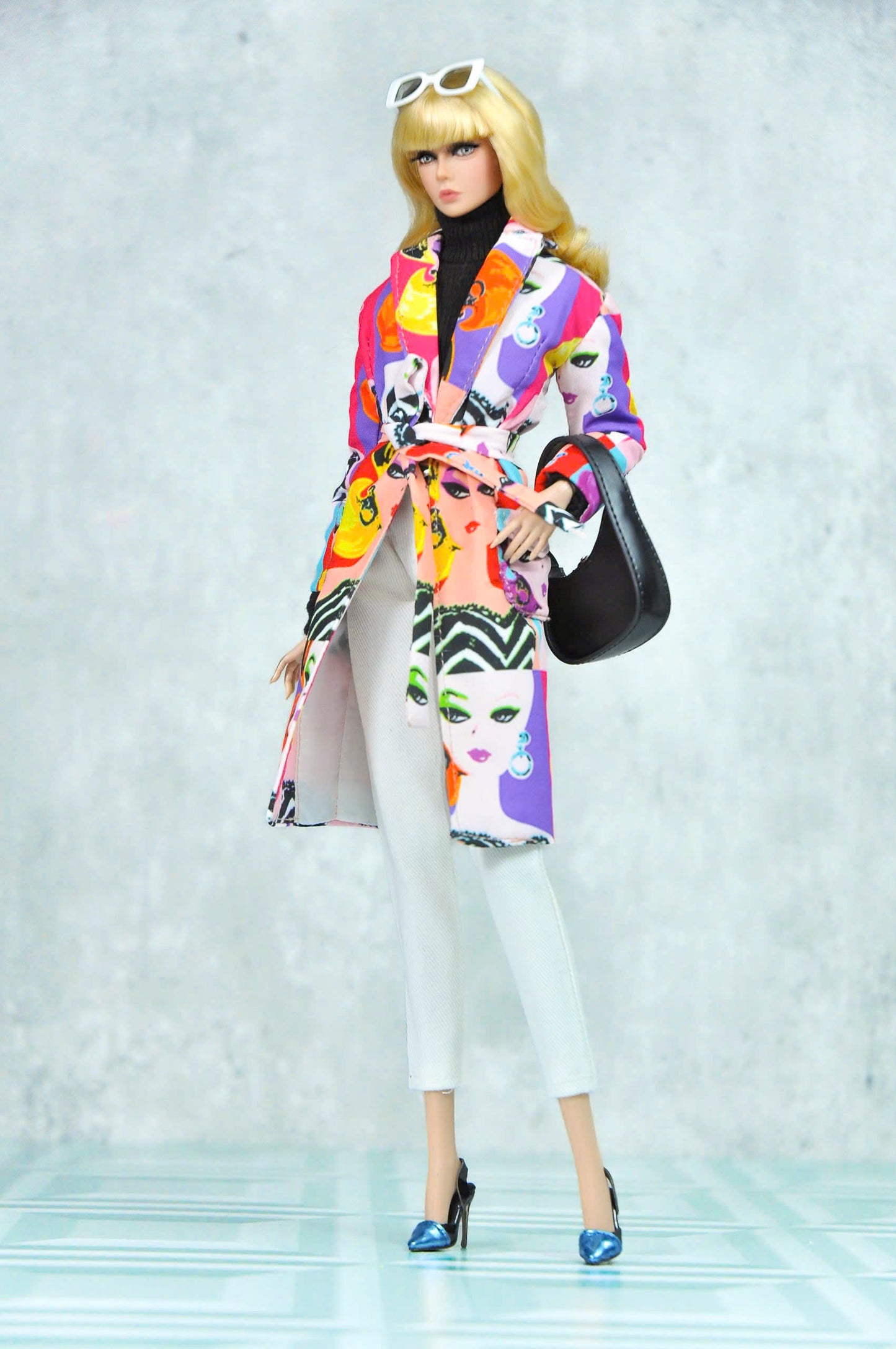 STYLE LAB | Multi colored coat with turtle neck top and capri pants for Fashion Royalty FR 6.0 & NU FACE doll