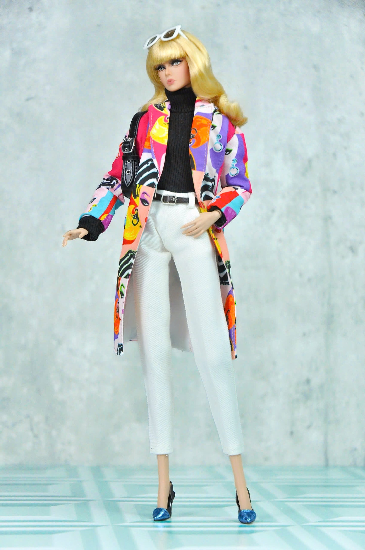 STYLE LAB | Multi colored coat with turtle neck top and capri pants for Fashion Royalty FR 6.0 & NU FACE doll