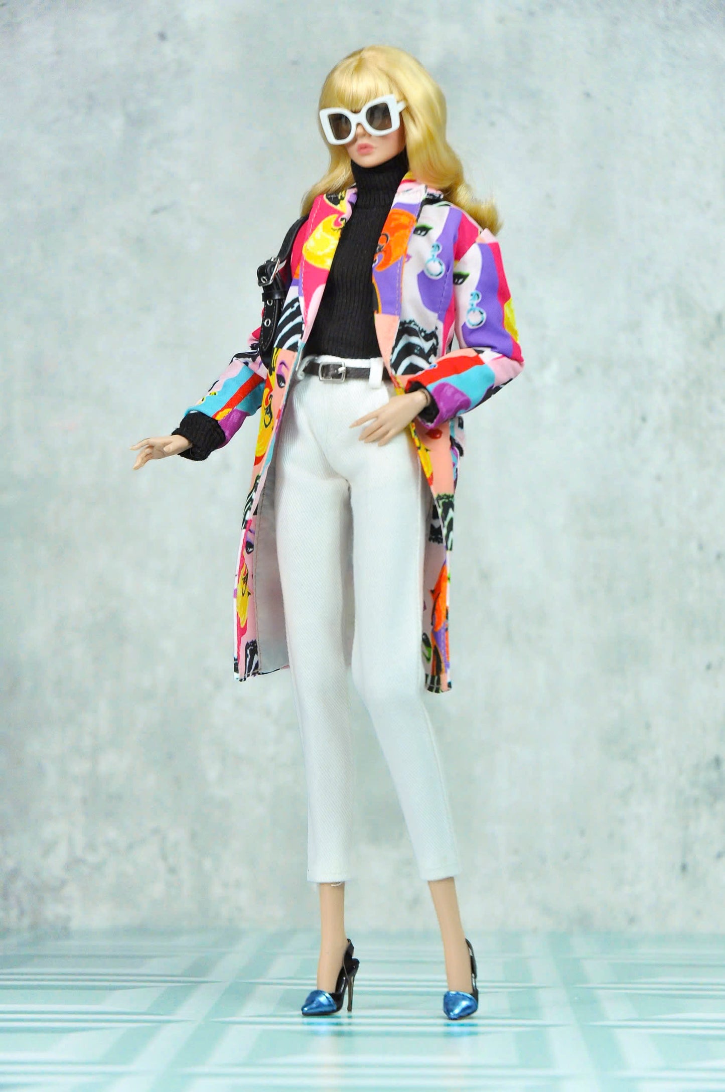 STYLE LAB | Multi colored coat with turtle neck top and capri pants for Fashion Royalty FR 6.0 & NU FACE doll