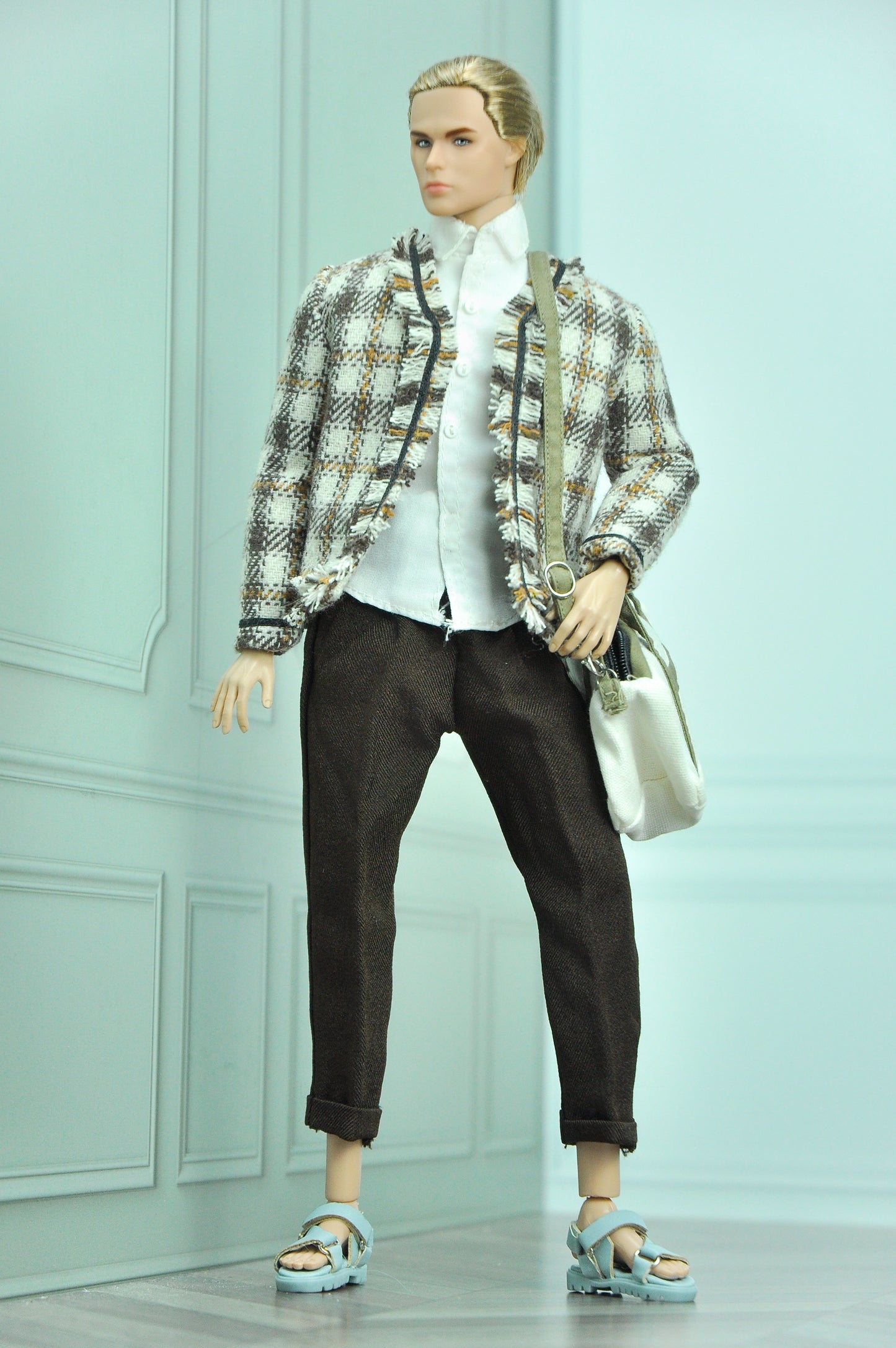 AA 90'S DAY COLLECTION | Homme doll, Monarch, fashion royalty 6.0 doll clothes - Tweed jacket, blouse and matching brown pants