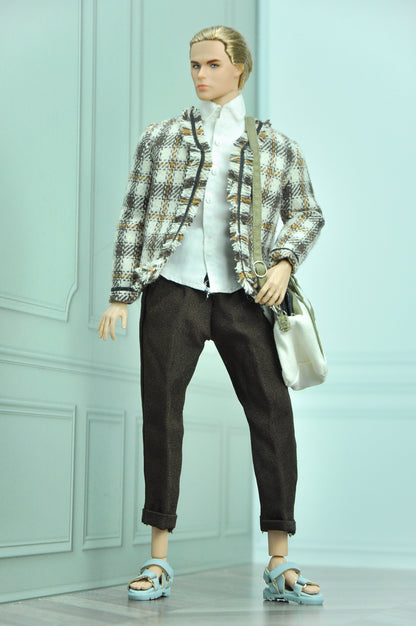 AA 90'S DAY COLLECTION | Homme doll, Monarch, fashion royalty 6.0 doll clothes - Tweed jacket, blouse and matching brown pants
