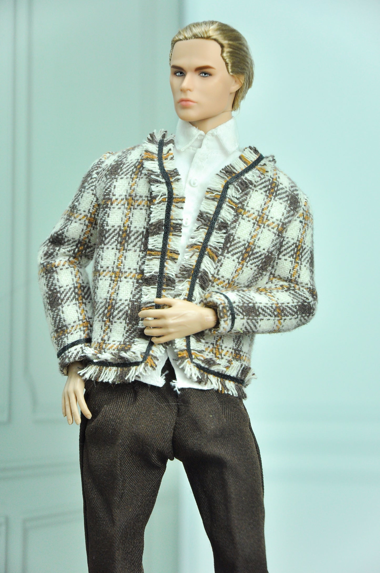 AA 90'S DAY COLLECTION | Homme doll, Monarch, fashion royalty 6.0 doll clothes - Tweed jacket, blouse and matching brown pants