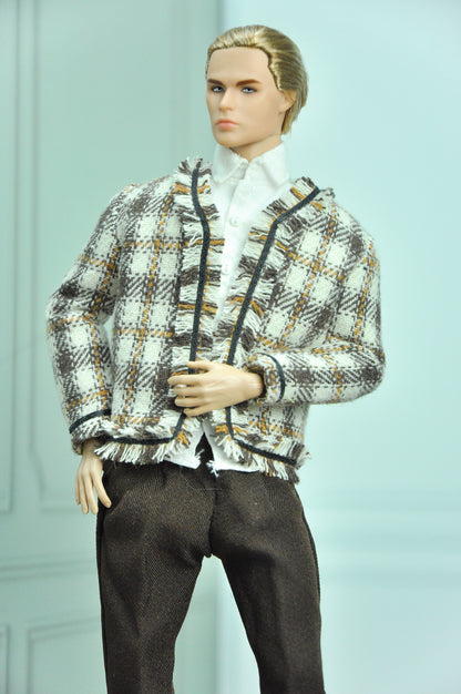 AA 90'S DAY COLLECTION | Homme doll, Monarch, fashion royalty 6.0 doll clothes - Tweed jacket, blouse and matching brown pants