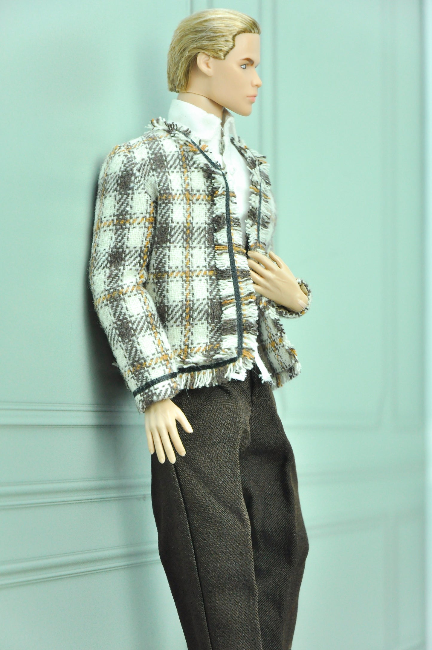 AA 90'S DAY COLLECTION | Homme doll, Monarch, fashion royalty 6.0 doll clothes - Tweed jacket, blouse and matching brown pants