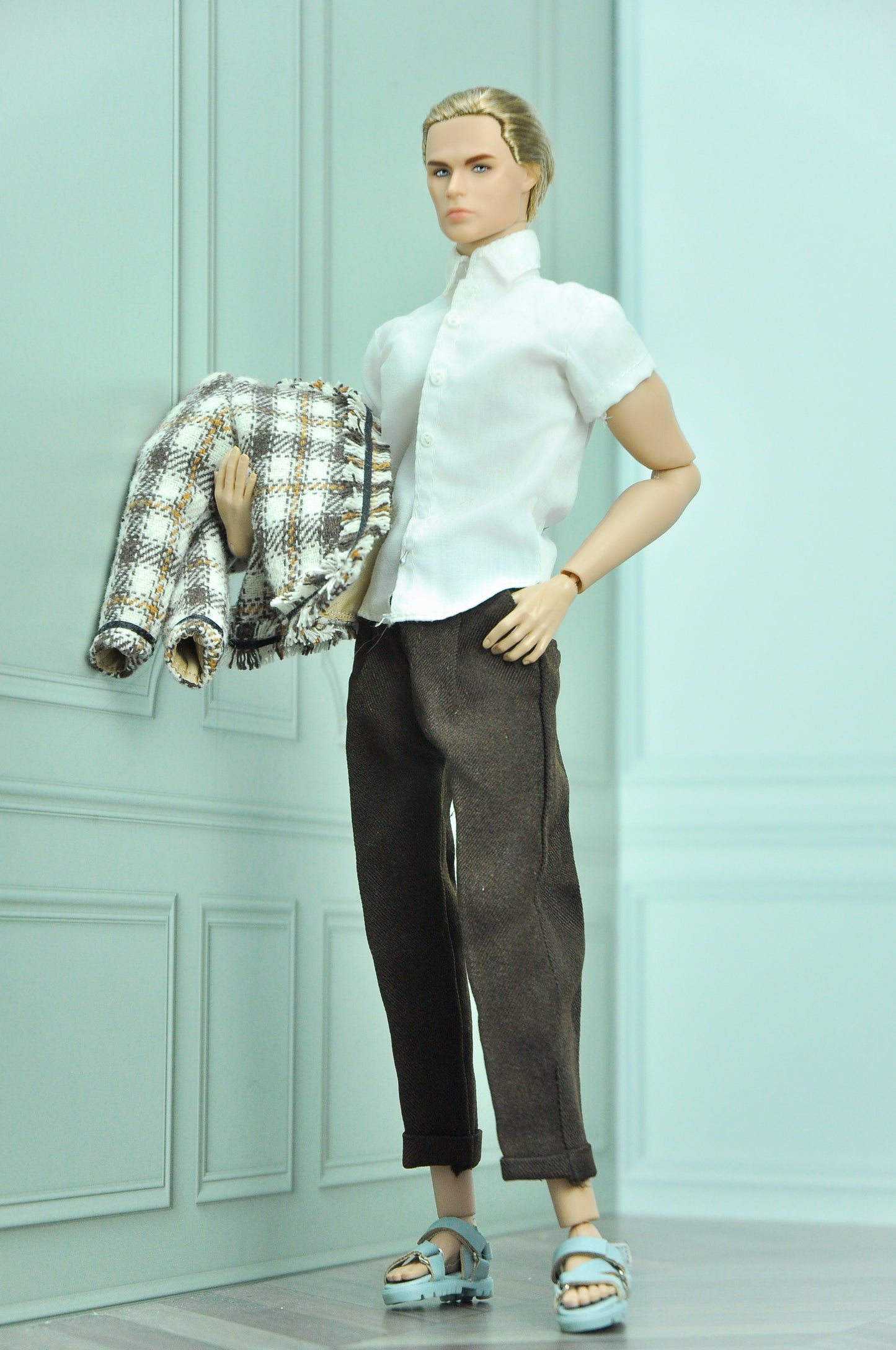 AA 90'S DAY COLLECTION | Homme doll, Monarch, fashion royalty 6.0 doll clothes - Tweed jacket, blouse and matching brown pants