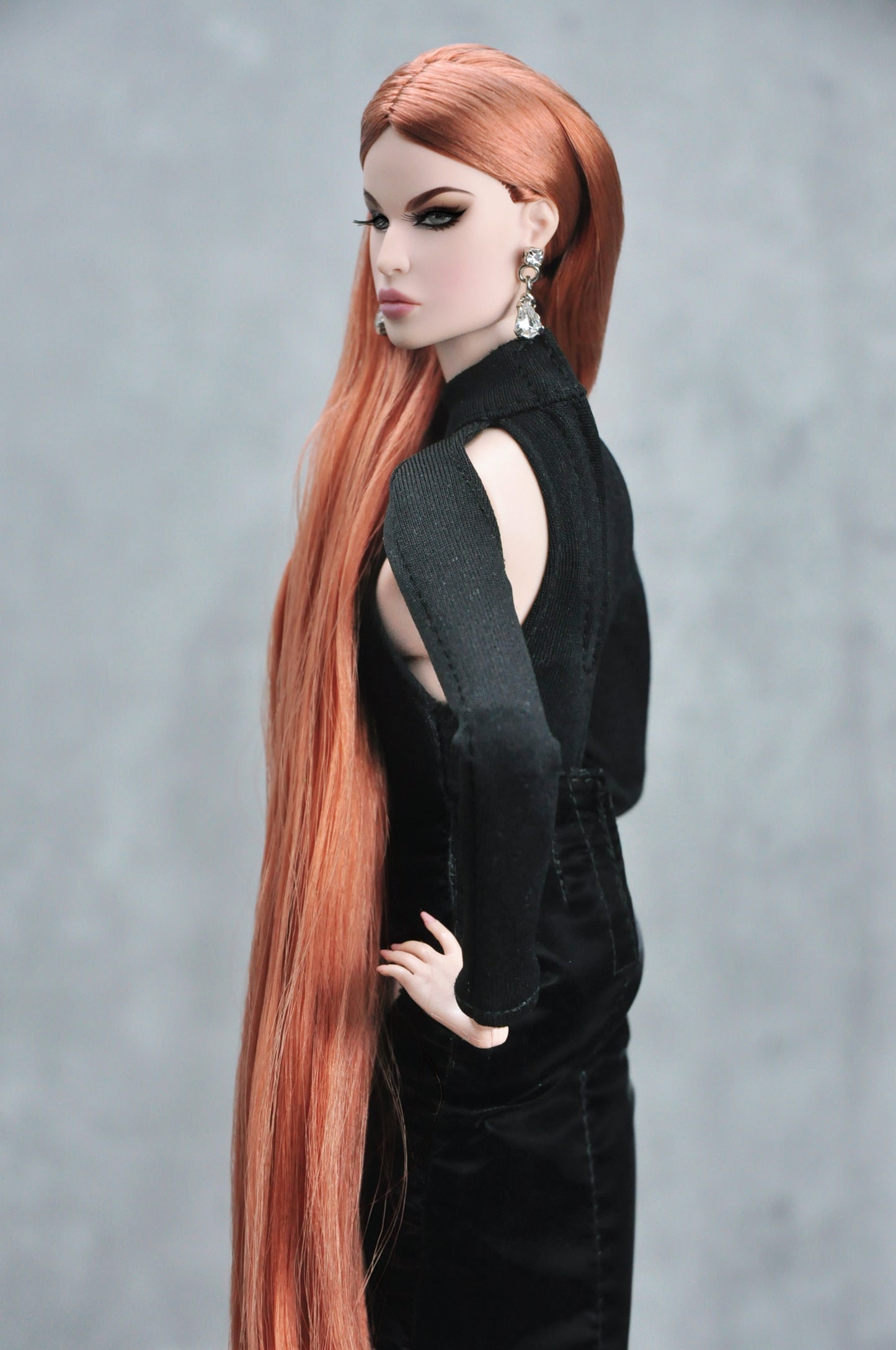 A LIBRA ECLIPSE | BLACK CUTOUT BODYSUIT AND RUCHED SKIRT  FOR FASHION ROYALTY & 12" DOLL