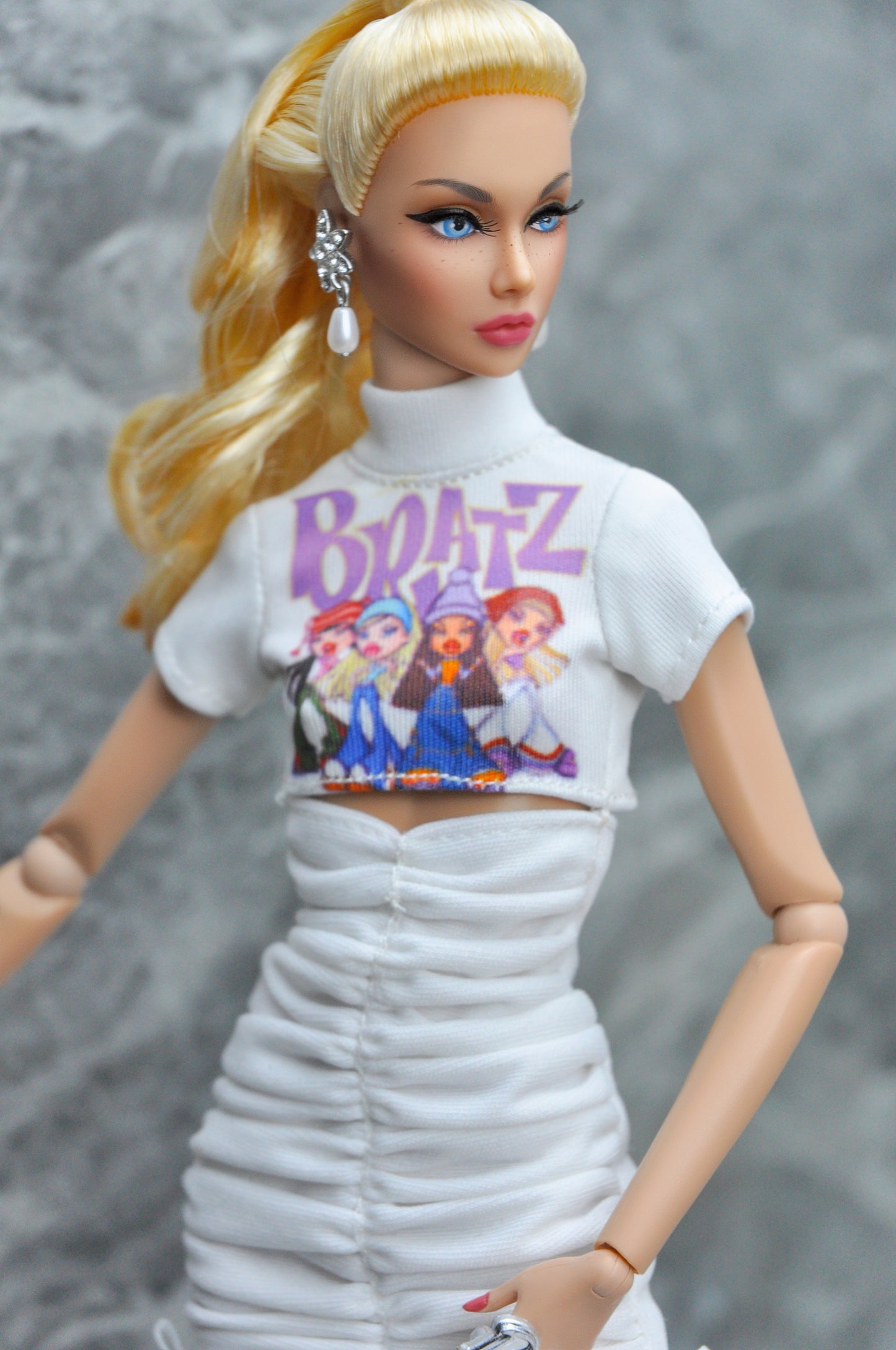 A Y2K - BRATZ LOVER T-shirt cut out dress for Fashion Royalty & 12" doll
