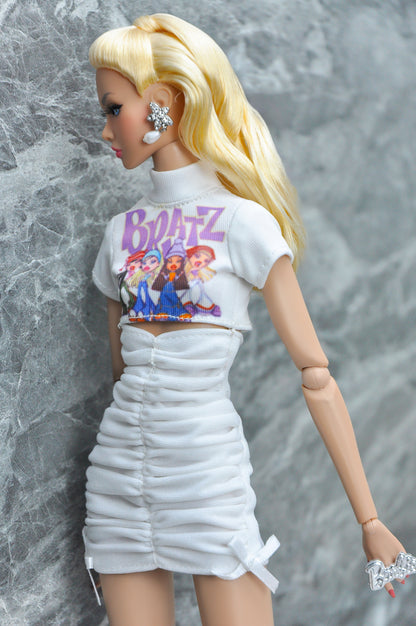 A Y2K - BRATZ LOVER T-shirt cut out dress for Fashion Royalty & 12" doll