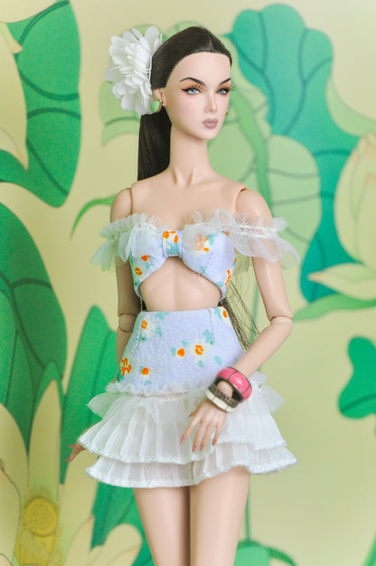 APRIL - ORIENTAL PENTAL | Outfit #2  - Strapless bodice top and ruffle skirt for Fashion Royalty
