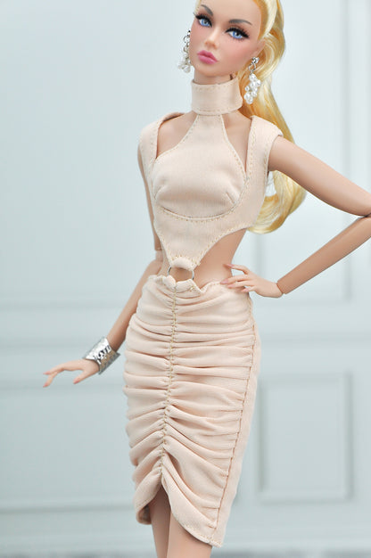Y2K | Ruched dress with cut-out bodice for Fashion Royalty & NU FACE Doll clothes