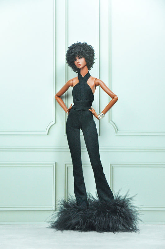 70'S A GO GO Jumpsuit - Feather hem for Fashion Royalty & NU FACE