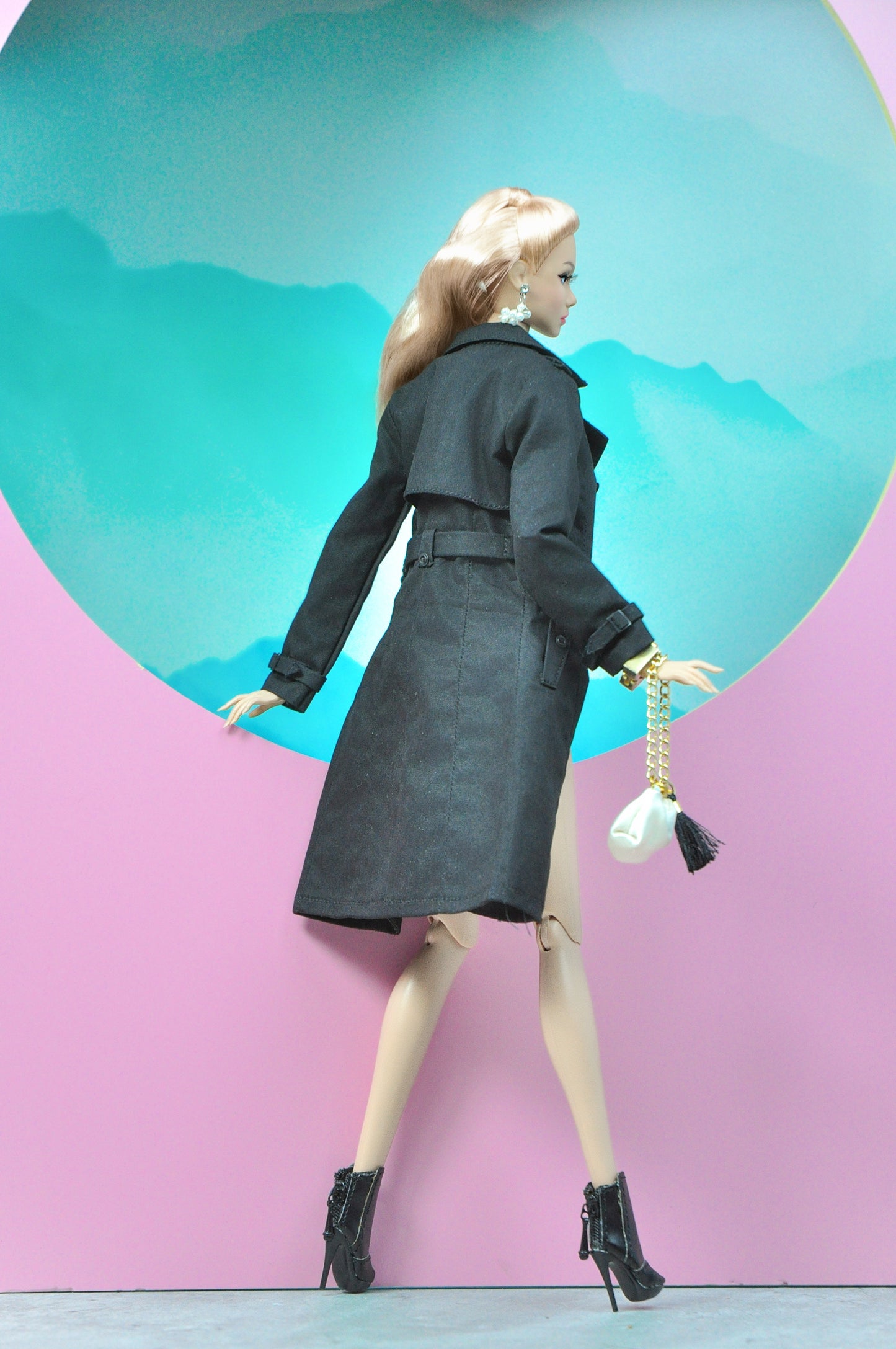 A WALK | Set of trenchcoat with skirt and basic tee for Fashion Royalty & NU FACE doll clothes