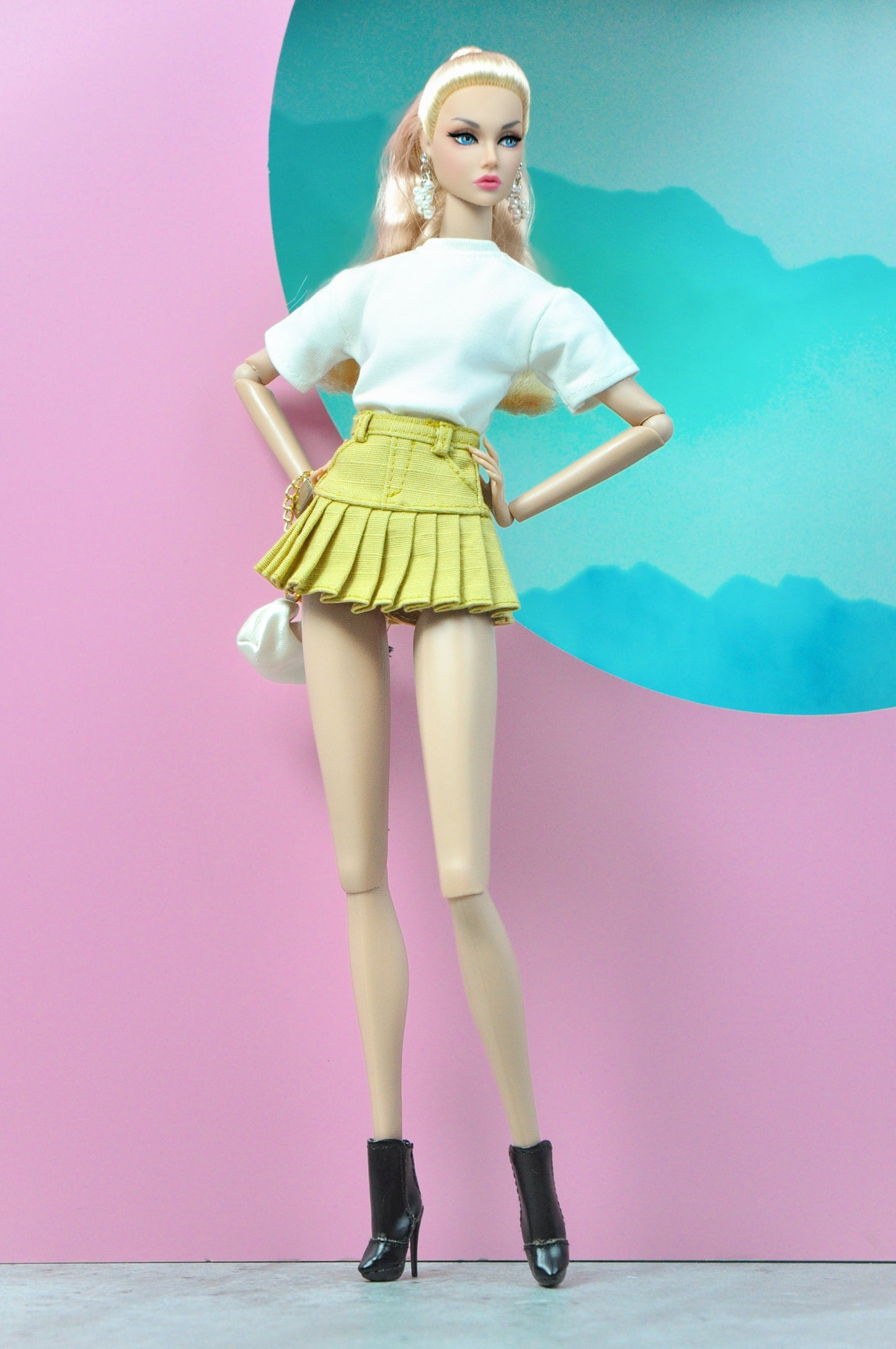 A WALK | Set of trenchcoat with skirt and basic tee for Fashion Royalty & NU FACE doll clothes