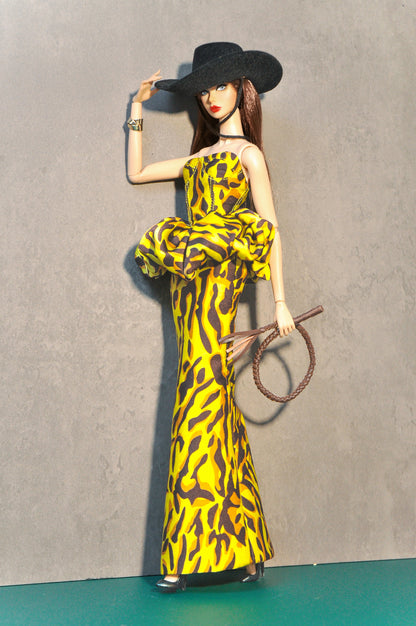 To The West | Leopard Print camisole dress with skirt attached for Fashion Royalty dolls & NU FACE