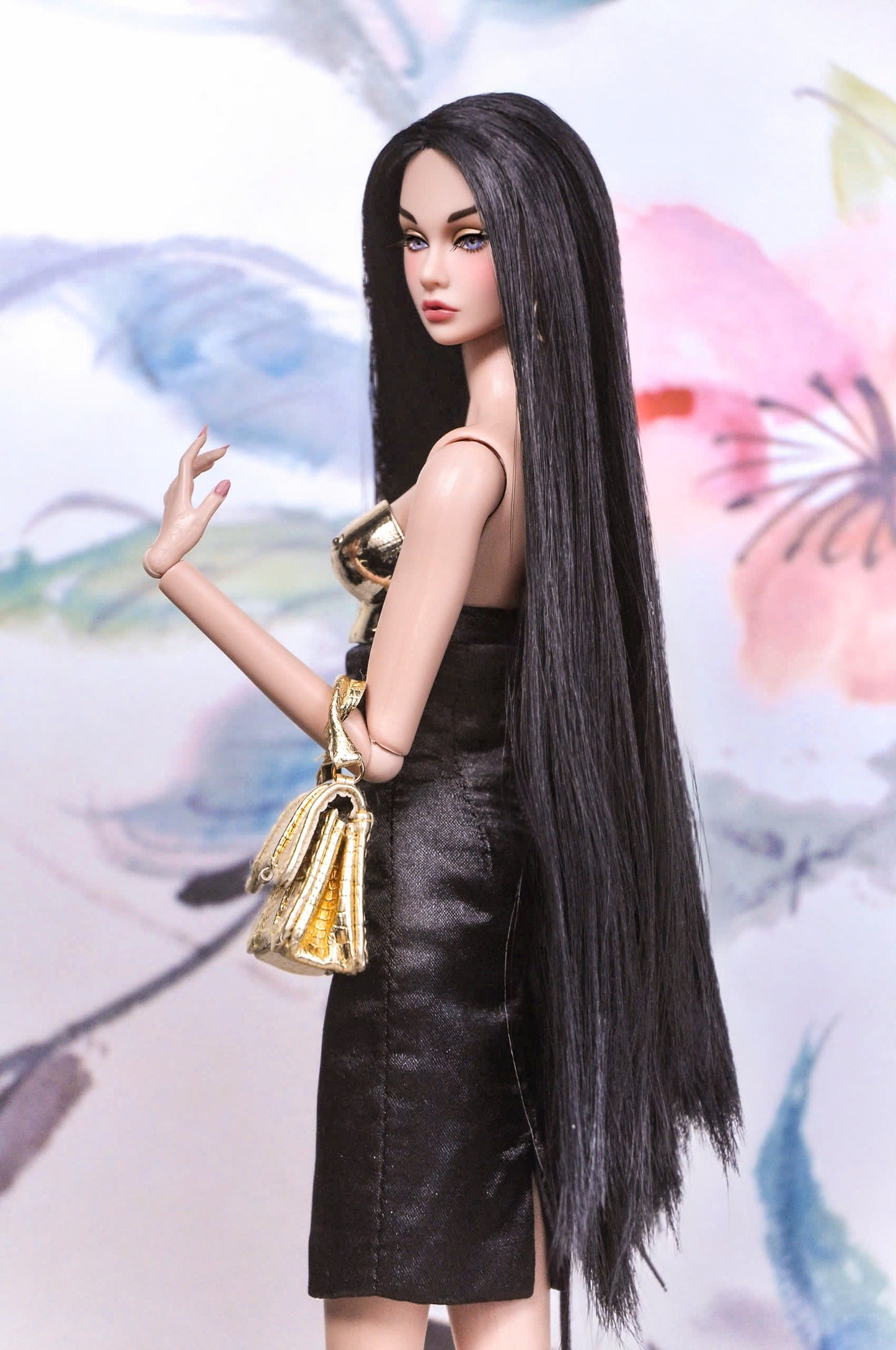 STYLE LAB | "VENUS" bustier with black high-waist skirt (MIRROR EFFECT) for Fashion Royalty & NU Face doll