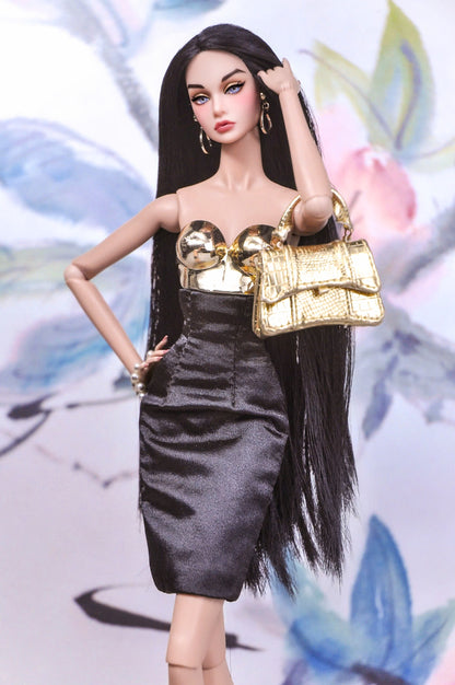 STYLE LAB | "VENUS" bustier with black high-waist skirt (MIRROR EFFECT) for Fashion Royalty & NU Face doll
