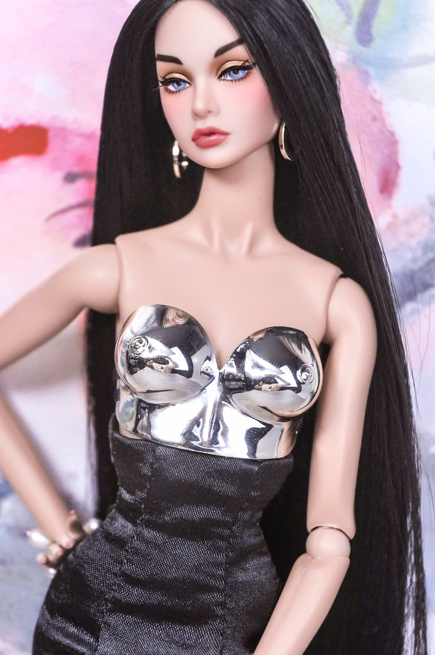 STYLE LAB | "VENUS" bustier with black high-waist skirt (MIRROR EFFECT) for Fashion Royalty & NU Face doll