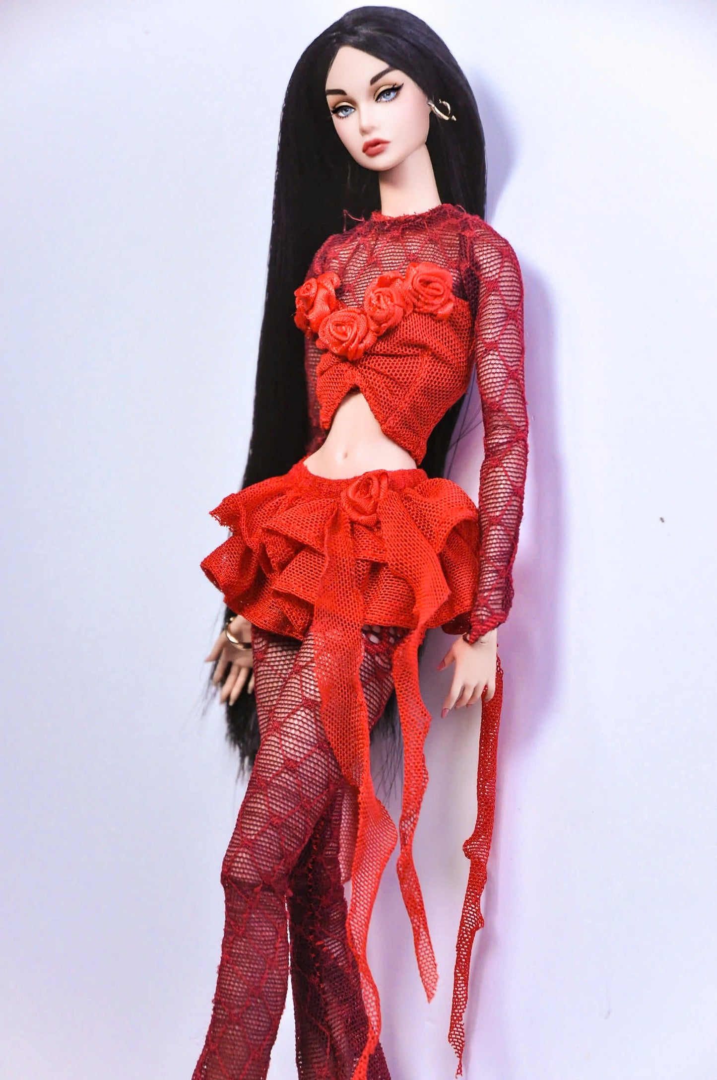 STYLE LAB | BASIC - VALENTINE | Look 4 - Y2K red lace outfit with matching top for Fashion Royalty & NU Face doll