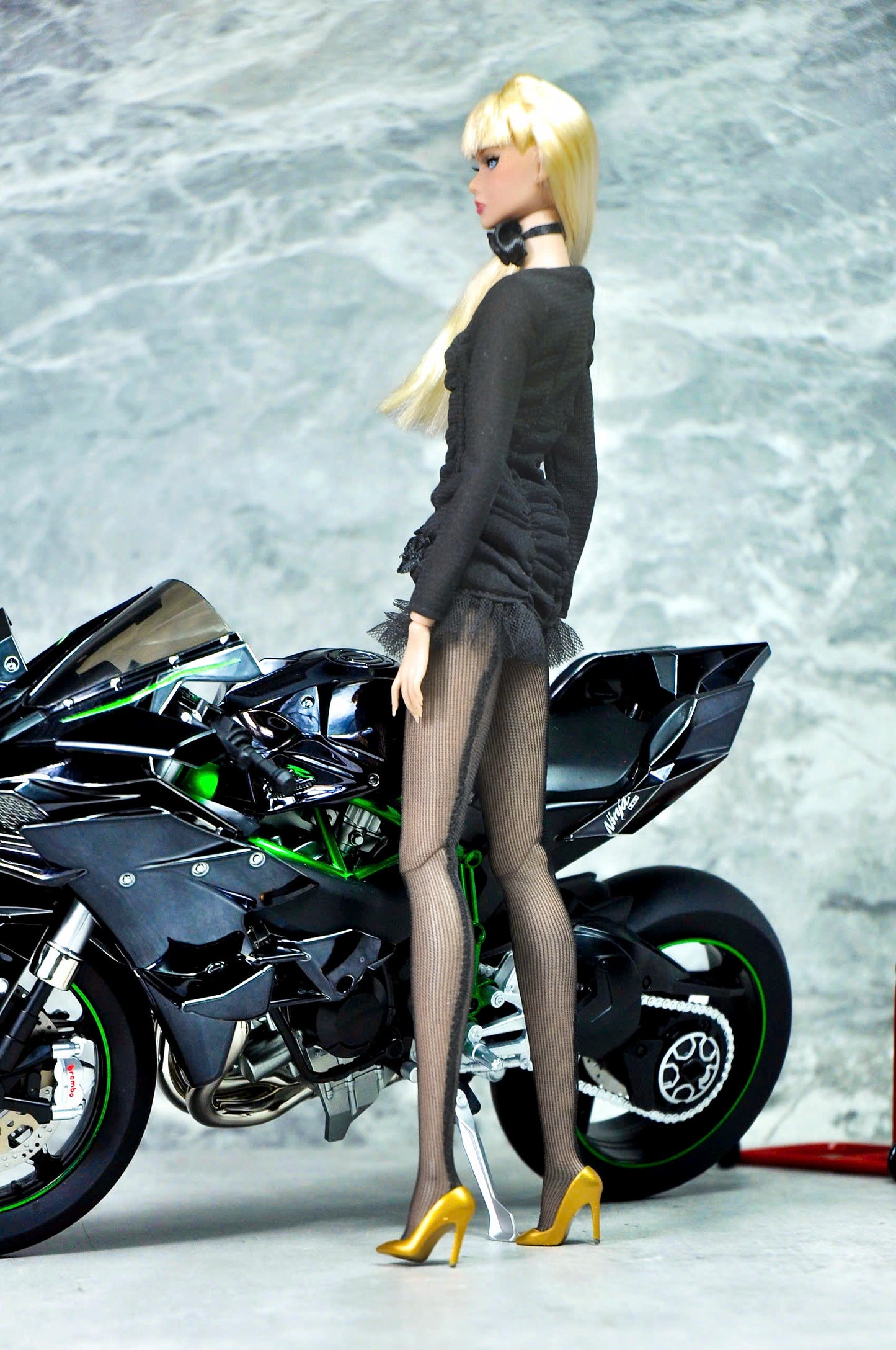 STYLE LAB | Black ruched dress for Fashion Royalty & NU FACE 6.0 doll clothes